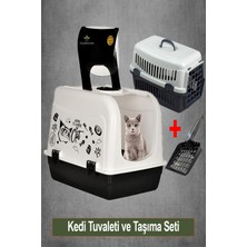 UltraMint Kapalı Maxi Kedi Tuvalet Kabı, Üsten Açılır ve Taşıma Kapsülü ile Kürek