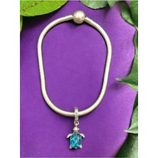 Kumi 925 Ayar Kaplumbağa Murano Charmlı Gümüş Bileklik