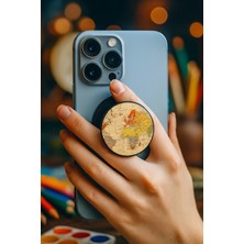 Normadia Retro Atlas Dünya Desenli Telefon Tutucu, Rahat ve Şık Kullanım