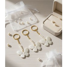 Boncukcu Abla 20 Adet Inci Kelebek Detaylı Gold Anahtarlık 11X4CM
