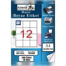 Artlantis A4 Hazır Etiket 70X70 mm 20 Sayfa 1 Paket 12 Li Kendinden Yapışkanlı Fotokopi Lazer Inkjet Kağıdı Yazıcılar Için Uyumlu