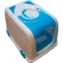 UltraMint Yenilikçi Kapalı Taşınabilir Kedi Tuvaleti Mavi, Konfor ve Pratiklik Sunar