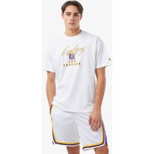 Nike Jordan Los Angeles Lakers Courtside Statement Edition Nba Mens Tee Loose Fit Grafik Baskılı Erkek Tişört Beyaz