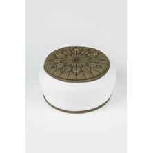 Sarıkhane Talebe Sarığı - Beyaz Kumaş - Yeşil Takke - Düz Sarım - Kuş Gözü - 5 Metre