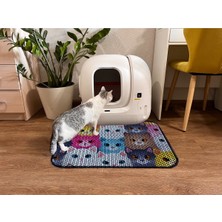 UltraMint Büyük Boy Elekli Tuvalet Önü Desenli Kedi Kumu Paspası 60X80 cm