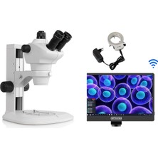 Ece Opto-Edu Dijital Mikroskop Trinoküler Sürekli Zum Stereo Mikroskop LED Halkalı ve LCD Ekranlı Mikroskop Kamerası