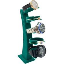 Sezgin Kutu ve Aksesuar Saat ve Kelepçe Bileklik Standı Dikey Süet Yeşil