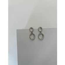 Marsel Özel Seri Sallantılı Iki Oval Taş Detay Xp Silver Küpe