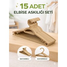 Padilon 15’li Elbise Askısı Kaydırmaz Dayanıklı Plastik Kıyafet Askısı Dolap Düzenleyici