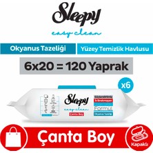 Sleepy Easy Clean Okyanus Tazeliği Yüzey Temizlik Havlusu Çanta Boy 6X20 (120 Yaprak)