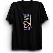 Beta Moda Hub Sevgililer Günü Için Özel Tasarım Love Baskılı T-Shirt - Siyah