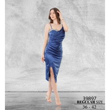 Arin Taş Detaylı Saten Elbise Abiye