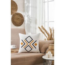 Kare Desenli Kırlent Kılıfı 42X42 cm Pazarplus Premium Kırlent Yüzü