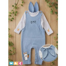 M.Ç Family Store Tavşan Kulaklı Bebek Kot Salopet 2li Takım Bunny Denim Overall Set