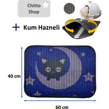UltraMint Kum Hazneli Kedi Tuvalet Paspası, Desenli, Pratik ve Temiz Kullanım
