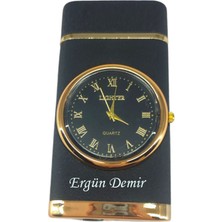 Kişiye Özel Siyah Lüks Saatli Pürmüzlü Gazlı Çakmak