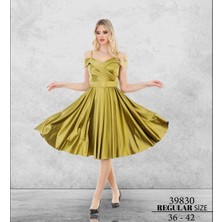 Arin Saten Elbise Düşük Omuz Kemerli Abiye