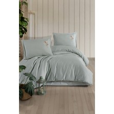 Clasy Panna Mint Çift Kişilik %100 Pamuk Çizgili Nevresim Takımı