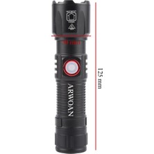 Arwoan Şarjlı LED El Feneri Ultra Parlak, Zoomlu, Dayanıklı Gövde, Taşınabilir El Lambası