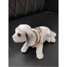 Normadia Beyaz-Gri Başı Sallanan Nostaljik Köpek Oto Aksesuarı