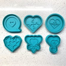Craftelle 6'lı Modern Aşk Sembolleri Kurabiye Kalıbı Seti | Ampul, Puzzle, Ekg, Mesaj Balonu ve Kristal Kalp | Yaratıcı Sevgililer Günü Seti
