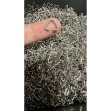 Boncukcu Abla Üçgen Anahtarlık Aparatı Gümüş 100 Adet Makrome Amugurumi Yapımı Tamamlayıcı Üçgen Halka