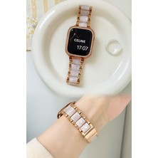 Alstrap Apple Watch 11-10(46MM) 9-8-7 (45MM) 6 5 4 SE(44MM) Uyumlu Seramik Metal Şık Bilezik Kordon Kayış
