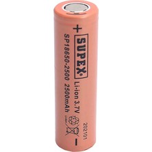 Amazex Supex 18650-2500 3.7V 2500 Mah Düz Kafa Lı-Ion Pil (4767)
