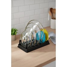 Fevito Tava  Tencere Kapak Düzenleyici Tezgah Üstü Organizer Siyah S-166