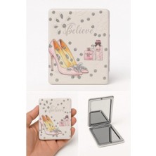 Marsilyan Topuklu Ayakkabı Tasarımlı Simli Büyüteçli Pratik Mini Cep Çanta Makyaj Aynası