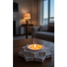 Safir Design El Yapımı Lotus Çiçeği Mumluk, Mum Hediyeli Dekoratif Mumluk