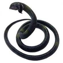 Amazex Siyah Renk Gerçekçi Kobra Model Silikon Yumuşak Yılan 80 cm (4767)