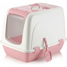 UltraMint Büyük Boy Kapalı Kedi Tuvaleti, Pembe, Pratik ve Şık Tasarım