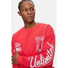 Ecko Unltd. Aspen Kırmızı Bisiklet Yaka Baskılı Oversize Erkek Sweatshirt