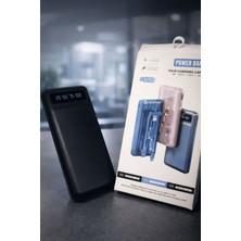 10.000 Mah Powerbank - Kendinden Kablolu Siyah