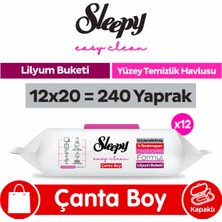 Sleepy Easy Clean lilyum Buketi Yüzey Temizlik Havlusu Çanta Boy 12X20 (240 Yaprak)