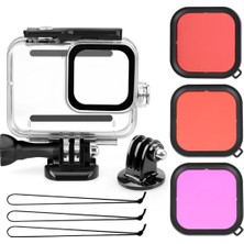 Kumi Gopro Hero 12 11 10 9 Için 60M Sualtı Su Geçirmez Kılıf Muhafaza Housing ve Lens Filtresi