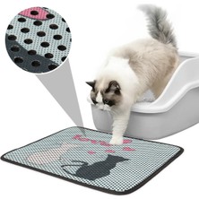 UltraMint Renkli Desenli Elekli Kedi Tuvalet Önü Paspası ve Kum Toplayıcı Halı