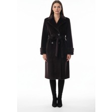 Ekol Kadın Siyah Peluş Manto 06033