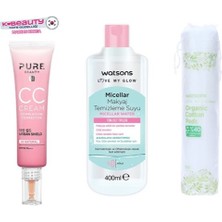 Pure Beauty, cc Krem, SPF50, Natural 30 ml + Watsons, Micellar, Makyaj Temizleme Suyu 400 ml + Organ