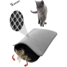 UltraMint 60X42 cm Gri Elekli Kedi Tuvalet Önü Paspası, Şık ve Kullanışlı Ürün