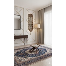 Gfsmore Ayetel Kürsi El Yapımı Boncuk Taş Işlemeli Kumaş Duvar Süsü (Koyu Renk)