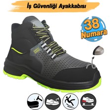Badem10 Iş Ayakkabısı 38 Numara Süet Delikli Nefes Alan Çelik Burunlu Inşaatçı Tekstil Güvenlik Ayakkabı Bot