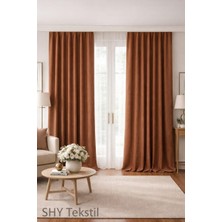Shy Tekstil Lüks 1.sınıf Eleganse Kiremit Karartma Blackout Tek Kanat  Düz Dikim Fon Perde