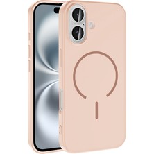 Case 4u Apple iPhone 16  Kılıf M-Safe Şarj Özellikli Meta Kapak Rose Pembe