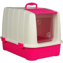 UltraMint Büyük Boy Beyaz Fuşya Evcil Hayvan Tuvaleti, Konfor ve Şıklık