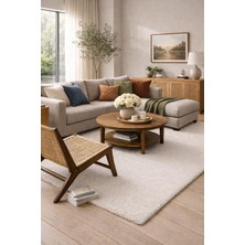 Türkeri Halı Bali Serisi Krem Mikrofiber Antialerjik Düz Renk Halı