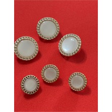 Boncukcu Abla 6'lı 3 Büyük 2,1 cm 3 Küçük 1,5 cm Sedef Kaplama Kıvrımlı Gold Deyat Içi Taşlı Tasarım DÜĞME(BD25)