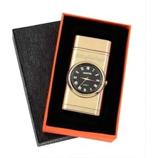 Özel Isim Baskılı Kutulu Gazlı Çakmak Saatli Pürmüzlü Gly-50 Gold