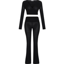 Aquella Krinkıl Siyah Anvelop Hırka - Pantolon Ikili Takım